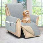 ASHLEYRIVER Reversible Recliner Chair Cover, Recliner Covers for Dogs,Recliner Slipcover,Recliner Covers for 3 Cushion Couch,Couch Protector(Recliner Oversize:Light Grey/Beige)