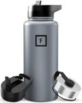 IRON °FLASK Sports Water Bottle - 32 Oz 3 Lids (Straw Lid), Leak Proof - Stainless Steel Gym & Sport Bottles for Men, Women & Kids - Double Walled, Insulated Thermos, Metal Canteen