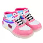 Neska Moda 12-15 Months Boys & Girls Hook & Loop Synthetic Leather LED Shoes (Light Pink)-BT2668