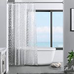 ecooe Shower Curtain Waterproof Mildew Resistant 180 x 120 cm Plastic Clear Shower Curtains 100% EVA Bath Curtain 3D Cobblestone 70 x 47 Inch with 8 Hooks Rings for Shower or Bathtub