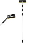 GiantexUK Snow Roof Rake, 200-630cm Extendable Aluminium Snow Rake with 40/63cm Blade, Anti-Slip Handle, Snow Removal Shovel Tool for Clearing Roof, Car Snow & Leaves (Silver+Yellow, 40 x 15 x 630cm)