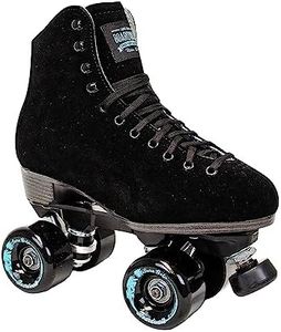 Sure-Grip Boardwalk Unisex Outdoor Roller Skates Material of Leather, Rubber, Suede & Aluminum Trucks | Comfortable, Extra Long Laces - Suitable for Beginners (Black, Mens 10 / Womens 11)