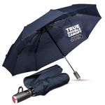 LifeTek Premium Travel Umbrella - Windproof & Compact for Men & Women, Automatic Open Close, Fits in Purse Laptop Bag or Backpack, Strong Frame for Heavy Rain & Sun UV Protection, 45 Inch Blue FX2