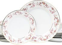 Dankotuwa Luxury Porcelain Dinnerware Crockery Set Service for 6, 24k Gold Craft Floral Dinner Set. Dishwasher Safe, Vegan, Scratch | Chip Resistant | 21 Pieces (Rose Garden)