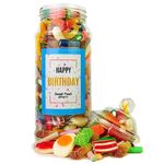 Happy Birthday Pick n Mix Sweet Jar Classic Retro Pick and Mix Jar 24cm x 9cm 650g Sweet Treat Gifting Co.