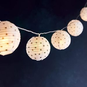 Lights4fun Hanging Paper Lanterns Star Children’s String Fairy Lights Warm White LEDs Battery Operated with Timer 80cm