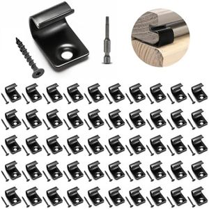 Starter Deck Clips, URABLAZ 50 Pack Universal Decking Clips with 52 Torx Srews, 1 Torx Bit, Stainless Steel Starter Clips Hidden Fasteners for 400 sq. ft. Deck Starter Clips of Composite Decking Board