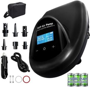 TONSIM Pompe Électrique Sup Rechargeable 20 PSI - Haute Pression, Gonflage et Dégonflage Rapide avec Batterie Rechargeable et Adaptateur 12V pour Voiture – Idéale pour Paddleboard, Kayak, Camping