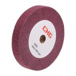 sourcing map 150mm x 25mm 320 Grit Non-Woven Polishing Burnishing Wheel Nylon Wire Drawing Abrasive Flap Wheel for Stainless Steel Copper Red