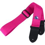 Protec Guitar Strap featuring Thick Leather Ends and Pick Pocket, Strawberry