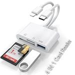 SD Card Reader for iPhone,6-in-1 Lightning to USB Adapter SD Card Reader with SD/TF Card/USB3.0 Port,iPhone SD Card Reader for iPhone/iPad/MacBook/Samsung/Android,iPhone USB Adapter Plug & Play