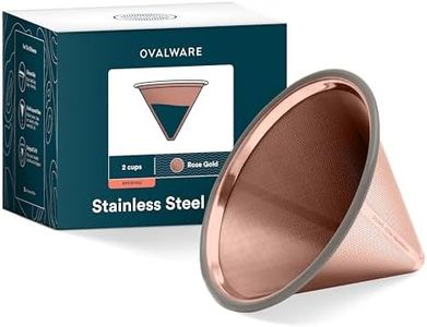 OVALWARE Paperless Stainless Steel Pour Over Coffee Filter – Reusable and Permanent Coffee Cone Dripper for Ovalware, Chemex, Hario and Other Carafes (Titanium Rose Gold)