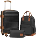 Coolife Luggage Set 3 Piece Luggage Set Carry On Suitcase Hardside Luggage with TSA Lock Spinner Wheels(Black, 3 piece set (BP/TB/20))