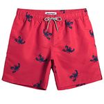 MaaMgic Mens Short Swim Trunks Quick Dry Swimming Shorts Print Bathing Suits with Mesh Lining,Sea Lobster Red,Medium