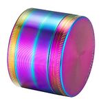 Spespo Rainbow Herb Grinder, 4 Pieces 2" Zinc Alloy Metal Grinder,Colourful Spice Crusher with Pollen Catcher