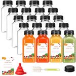 wintfarm 20pcs 8oz/240ml Empty Plastic Juice Bottles with Caps, Reusable Water Bottle, Clear Bulk Drink Containers with Black Tamper Evident Lids for Juicing,Smoothie,Drinking and Other Beverages