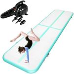 ZENOVA Inflatable Gymnastics Mat 13 x 3.3FT Tumble Track 4 inches Thickness for Home Use Tumbling, Training, Cheerleading,Yoga,Water with Pump (13x3.3FT Green)