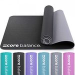 Core Balance Yoga Mat, TPE Gymnastics Mat, Training Mat, Non-Slip Pilates Mat, Yoga Fitness Mat for Fitness, Pilates and Gymnastics with Carry Strap, 183cm x 65cm x 0.6cm (Jet Black)