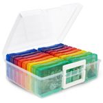 HEFTMAN 4 x 6 Rainbow Photo Boxes - Transparent Photo Storage Box with 16 Inner Photo Storage Boxes, Holds 1600 Photos - Seed Storage Box Organiser - Photos, Office Supplies, Stickers, Cables (4 x 6)