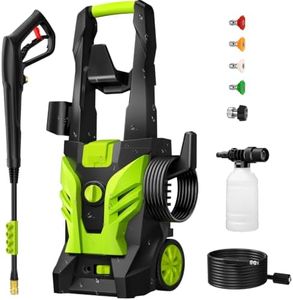 Pressure Washer, Power Washer with 4 Quick Connect Nozzles 1 Foam Cannon, High Pressure Cleaning Machine for Cars/Fences/Driveways/Patios/Farms/Home Cleaning(Bright Green)