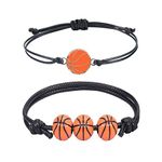 Football Basketball Rugby Baseball Bracelet Adjustable Sport Ball Wristbands Bracelet for Men Teen Favors Sports Birthday Party Gifts, alloy