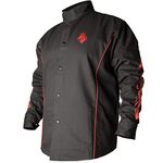 BSX Flame-Resistant Welding Jacket - Black with Red Flames, Size 2X-Large