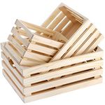 ZENFUN 3 Pack Wooden Nesting Crates with Handles, Decorative Hand Crafted Wood Box Nesting Crate Farmhouse Storage Basket Container for Display and Organization, Home Centerpieces