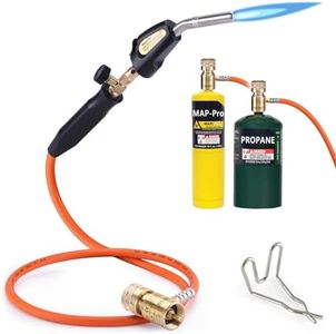 Propane Torch Head, Mapp Gas Torch with 3.6FT Hose & Flow Adjustment, Soldering Brazing Welding BBQ Torch Fuel by Propane Mapp Map Pro Gas