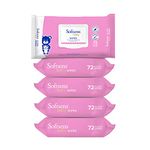 Softsens Baby Gentle Cloth Wipes for Baby Skin Enriched with Aloe Vera & Vitamin E I Dermatologically Tested & Parben Free with Lid - 72 wipes (Pack of 5)