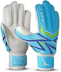 Kalci Soccer Goalkeeper Gloves for Kids Boys Children Youth Football Goalie Gloves with Thick Latex Foam Padding, Hook & Loop Strap for Wrist Support(Blue-Size-7)