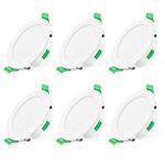 ALUSSO LED Downlights Ceiling Dimmable 7W Ultra Slim LED Recessed Ceiling Lights IP44 Bathroom Spotlights Ceiling Lights, 3000K 4000K 6500K Adjustable LED Down Lights Indoor Ceiling White, 6 Pack