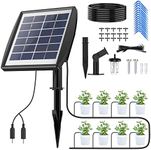 Solar Auto Drip Irrigation Kit System, Solar Powered Plants Watering System, Self Watering Devices Supported 15Pots with 6Timing Modes, Irrigation System for Indoor and Outdoor,Balcony Patio & Garden