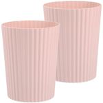 JiatuA Small Trash Can Plastic Wastebasket Round Garbage Container Bin for Bathroom, Kitchen, Bedroom, Home Office, College Dorm, Pink 2 Pack