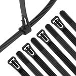 XINGO 100PCS 18 inch Releasable Cable Zip Ties Adjustable Wire Cable Ties, Reusable Zip Ties Tie Straps For Multi-Purpose Use Indoor And Outdoor Plastic Tie Wire (Black)