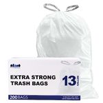 Plasticplace 13 Gallon Trash Bags 1.2 Mil White Drawstring Garbage Can Liners 24"x27 (100 Count)