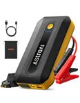 AstroAI B8 Car Battery Booster Jump Starter Power Pack for 12V Vehicles (7.0L Petrol / 5.5L Diesel) and Motorcycles, Car Jump Starter Power Bank, Emergency LED Light & Full Accessories, Yellow