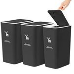 LRCXL Bathroom Trash Can with Lid 3 Pack, 2 Packs 4 Gal 15L and 1 Pack 2.6 Gal 10L Slim Kitchen Trash Can, Small Trash Can Bathroom Garbage Can, Waste Basket for Kitchen, Bedroom, Office