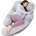 AS AWESLING 60in Pregnancy Pillows for Sleeping | Detachable Maternity Pillow for Pregnant Women | Extra Large Full Body Pillow for Pregnancy with Velvet Cover (Jersey Grey)