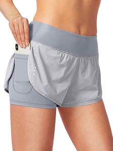 Soothfeel Women's 2 in 1 Running Shorts Workout Athletic Gym Yoga Shorts for Women with Phone Pockets