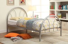 HOMES: Inside + Out Furniture of America Andy Metal Youth Bed, Silver, Full