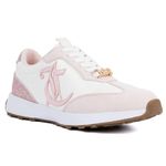 Juicy Couture Lace-Up Women's Fashion Sneakers - Casual Shoes for Tennis and Everyday Walking, Blush White, 6.5