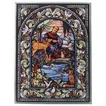 Stained Glass Panel - Saint Francis Patron Saint of Animals Stained Glass Window Hangings - Art Glass Window Treatments