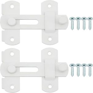 Alise 2Pcs Flip Latch Gate Latches, Heavy Duty SUS304 Stainless Steel Gate Hardware,Safety Door Lock for Barn Wood Fence,Sliding French Doors.White Finish MS9500W-2P