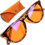 THL Blue Light Blocking Glasses for Better Sleep - Amber Orange Computer Filter Anti Eye Strain - Round Classic Eyeglasses Frame (Tortoise) Regular
