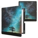 kwmobile Case Compatible with Amazon Kindle Scribe Case - eReader Cover - Cosmic Nature Blue/Grey/Black