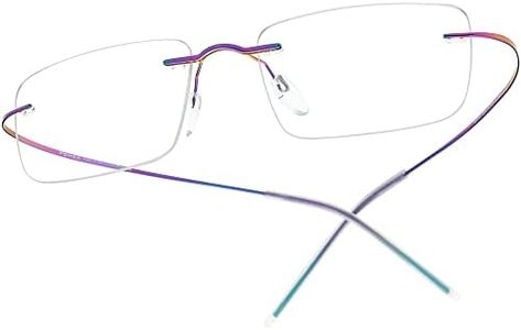 FONEX Titanium Glasses Frame,Rimless Frameless Optical Eyewear Eyeglasses for Men and Women F85634, F85707 Multicolor, 52-18-150