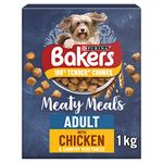 Bakers Meaty Meals Adult Dry Dog Food Chicken 1kg, Pack of 5