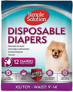 Simple Solution True Fit Disposable Dog Diapers for Female Dogs | Super Absorbent with Wetness Indicator | XS/Toy | 12 Count