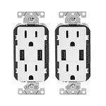 Leviton T5632-2PK USB Type A/A Decora Receptacle 15A 2-Pack in White