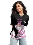 Bewakoof Official Disney Merchandise Women's Graphic Printed Oversized Fit Half Sleeve Round Neck 100% Cotton T-Shirt_ 615054 Black XS